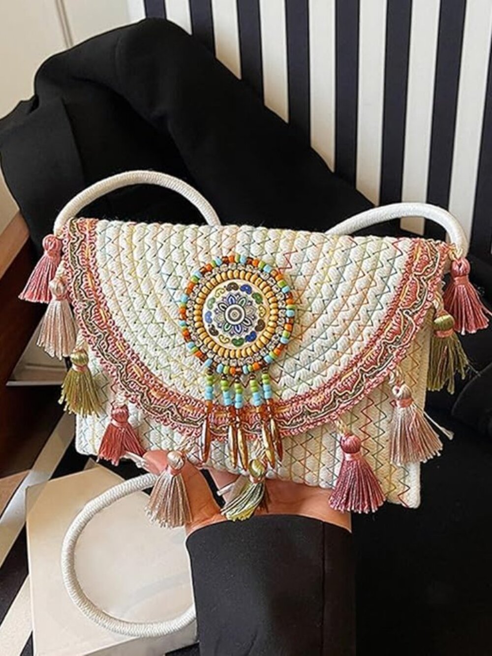 Bohemian Knitted Envelope Purse - Picture 5 of 6